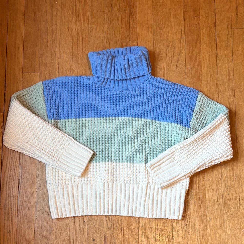 NWT Hippie Rose Juniors Chenille Colorblock Turtleneck Sweater